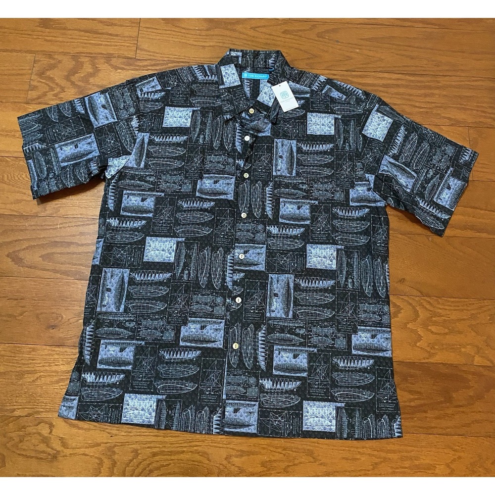 NEW Tori Richard Men's Hawaiian Geometric Boat Mast Short Sleeve Shirt Sz. L NWT